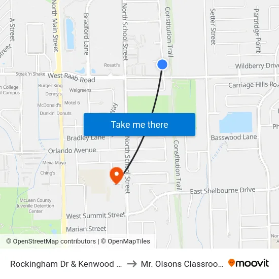 Rockingham Dr & Kenwood Ct to Mr. Olsons Classroom map