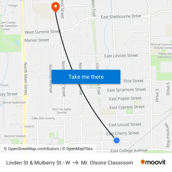 Linden St & Mulberry St - W to Mr. Olsons Classroom map