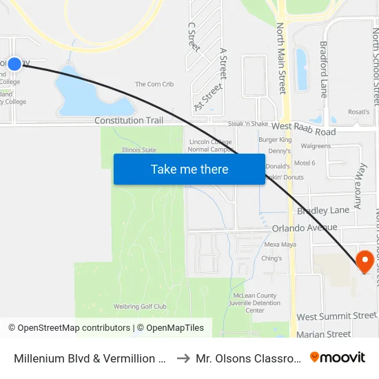 Millenium Blvd & Vermillion Way to Mr. Olsons Classroom map