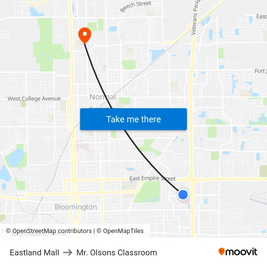 Eastland Mall to Mr. Olsons Classroom map