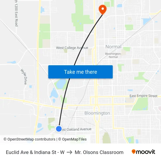 Euclid Ave & Indiana St - W to Mr. Olsons Classroom map