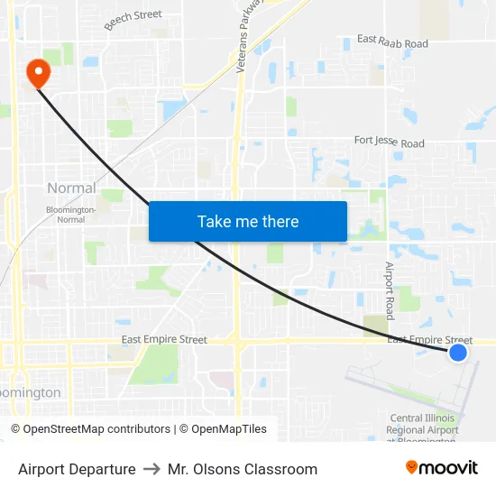 Airport Departure to Mr. Olsons Classroom map