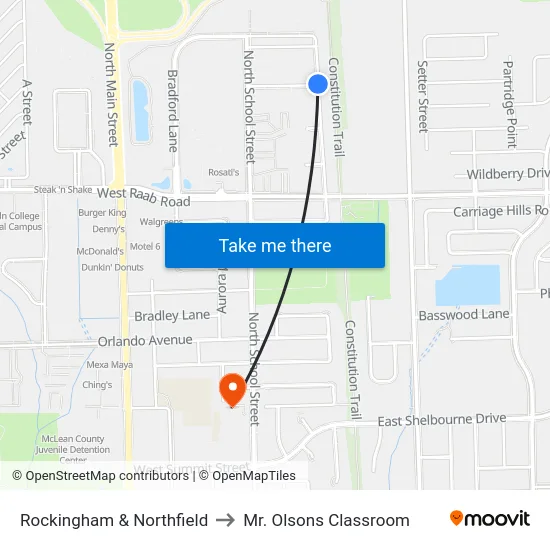Rockingham & Northfield to Mr. Olsons Classroom map
