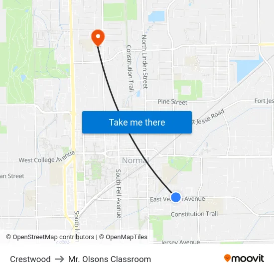 Crestwood to Mr. Olsons Classroom map