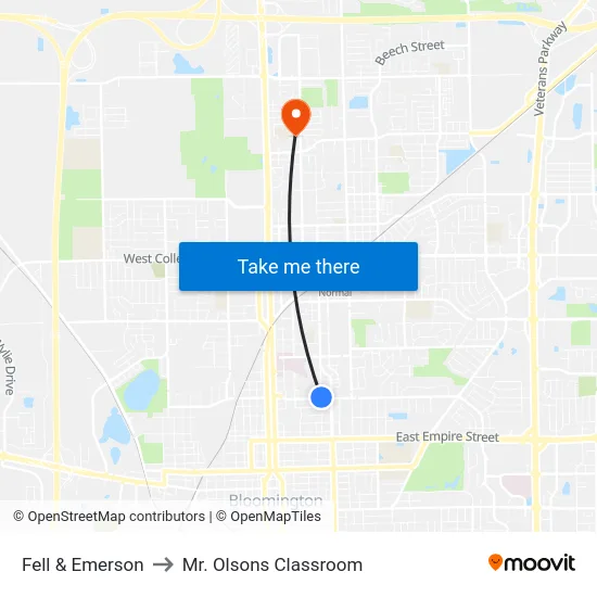 Fell & Emerson to Mr. Olsons Classroom map