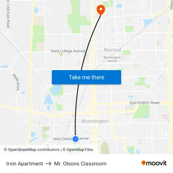 Irvin Apartment to Mr. Olsons Classroom map