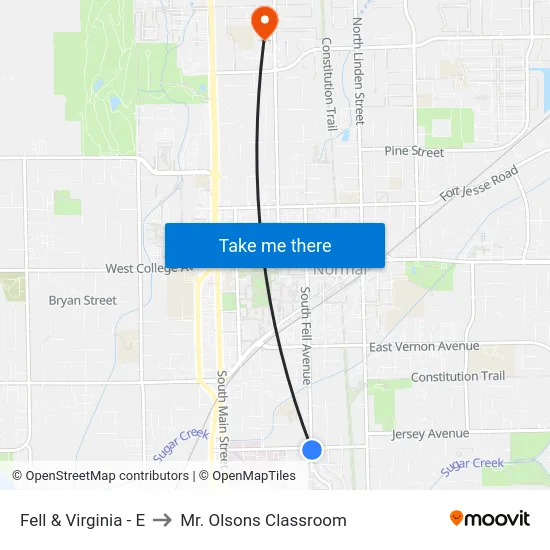 Fell & Virginia - E to Mr. Olsons Classroom map