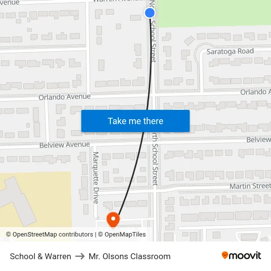 School & Warren to Mr. Olsons Classroom map