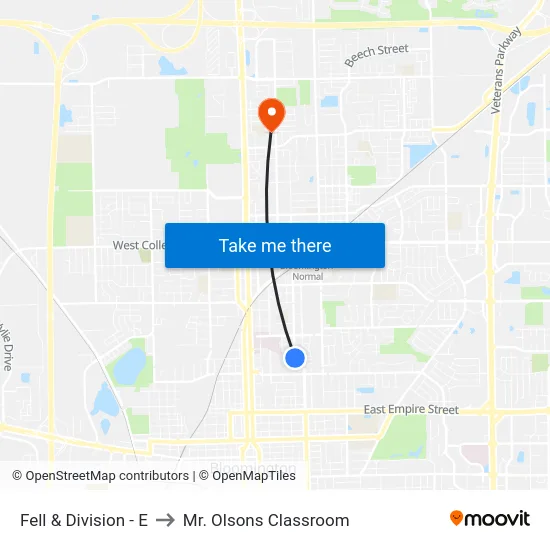 Fell & Division - E to Mr. Olsons Classroom map