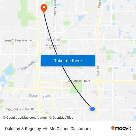 Oakland & Regency to Mr. Olsons Classroom map