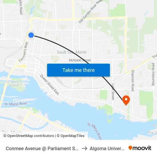 Conmee Avenue @ Parliament Street to Algoma University map