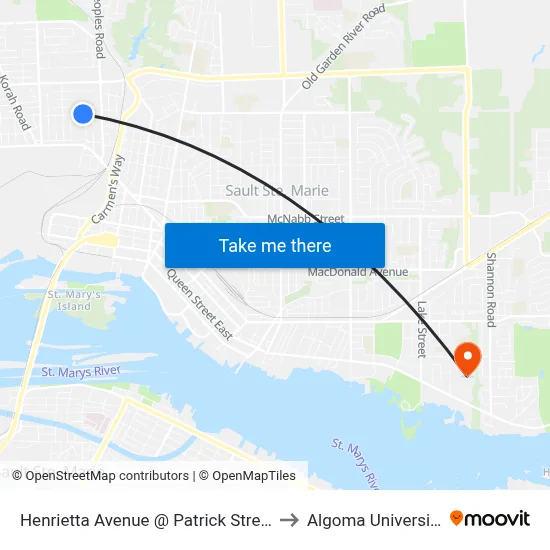 Henrietta  Avenue @ Patrick Street to Algoma University map