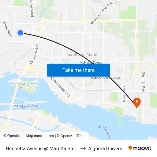 Henrietta  Avenue @ Maretta Street to Algoma University map