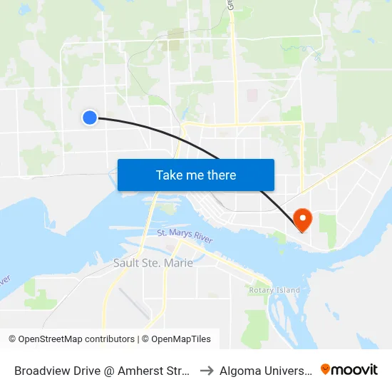 Broadview Drive @ Amherst Street to Algoma University map