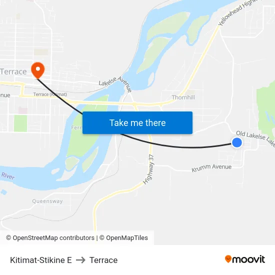 Kitimat-Stikine E to Terrace map
