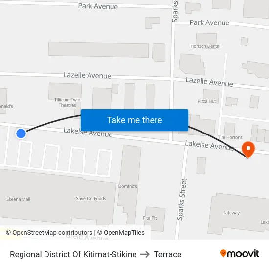 Regional District Of Kitimat-Stikine to Terrace map