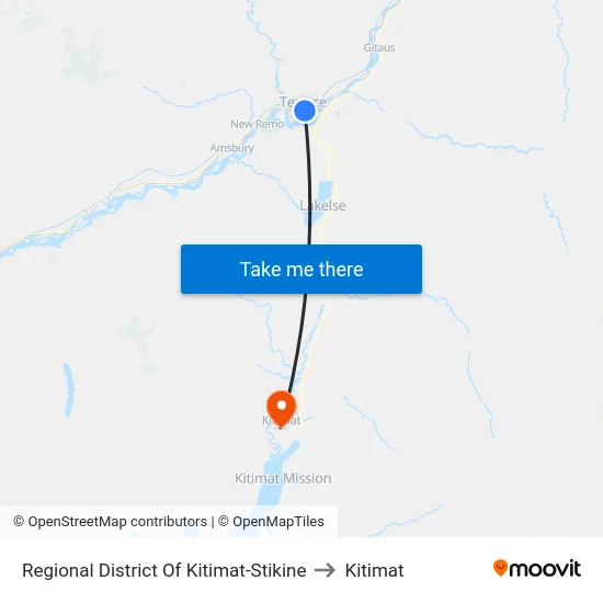 Regional District Of Kitimat-Stikine to Kitimat map