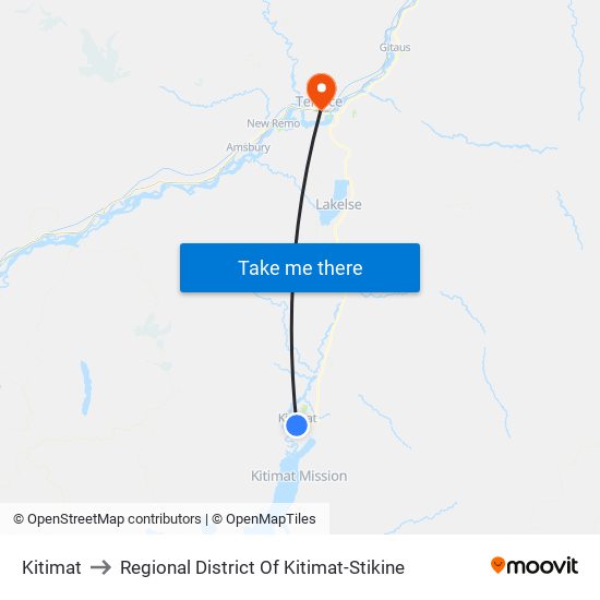 Kitimat to Regional District Of Kitimat-Stikine map