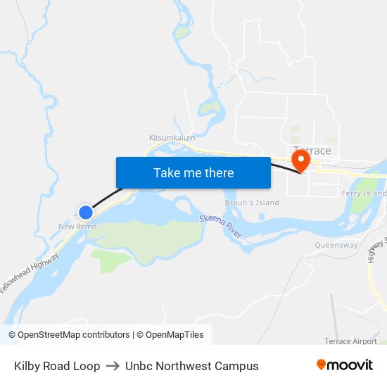 Kilby Road Loop to Unbc Northwest Campus map