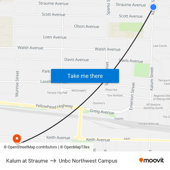 Kalum at Straume to Unbc Northwest Campus map