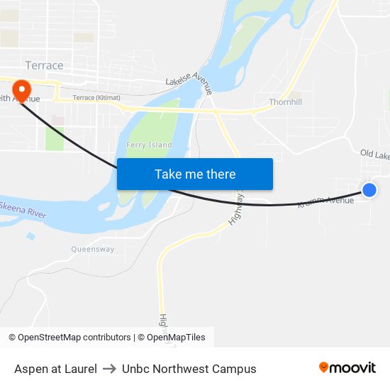 Aspen at Laurel to Unbc Northwest Campus map