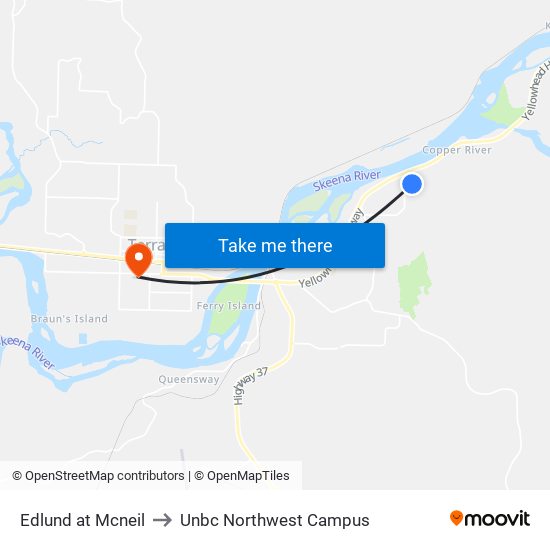 Edlund at Mcneil to Unbc Northwest Campus map