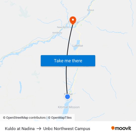 Kuldo at Nadina to Unbc Northwest Campus map