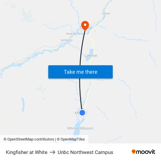 Kingfisher at White to Unbc Northwest Campus map