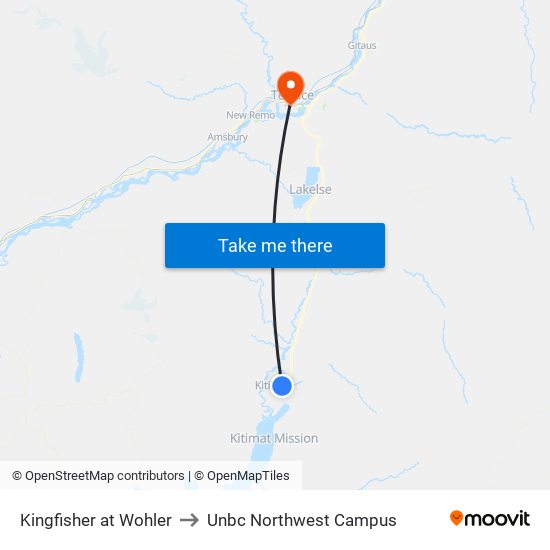 Kingfisher at Wohler to Unbc Northwest Campus map