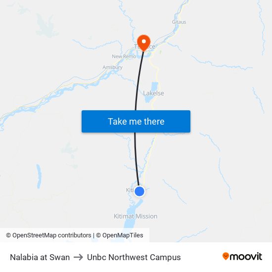 Nalabia at Swan to Unbc Northwest Campus map