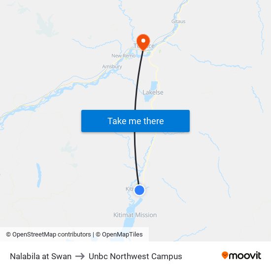 Nalabila at Swan to Unbc Northwest Campus map