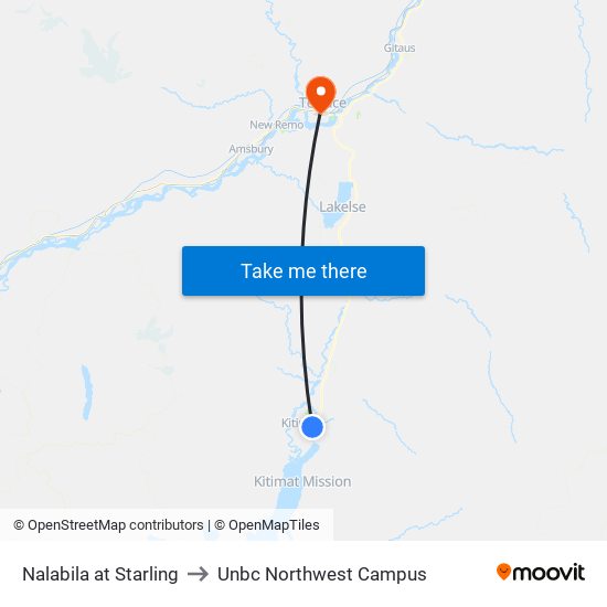 Nalabila at Starling to Unbc Northwest Campus map