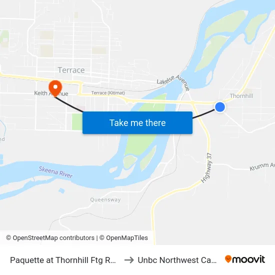 Paquette at Thornhill Ftg Rd (Wb) to Unbc Northwest Campus map