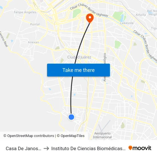 Casa De Janos, 6635 to Instituto De Ciencias Biomédicas (Icb - Uacj) map