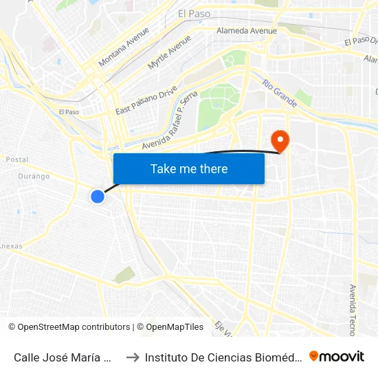 Calle José María Morelos 586 to Instituto De Ciencias Biomédicas (Icb - Uacj) map