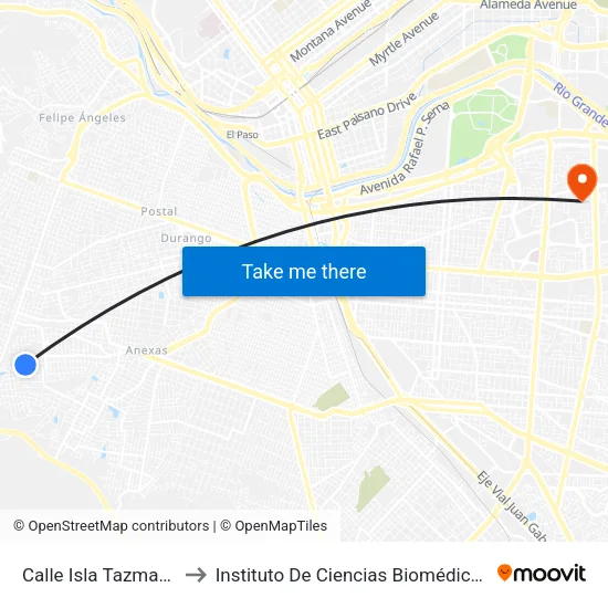 Calle Isla Tazmania 5611 to Instituto De Ciencias Biomédicas (Icb - Uacj) map