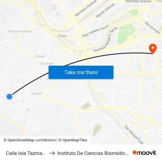 Calle Isla Tazmania 5345 to Instituto De Ciencias Biomédicas (Icb - Uacj) map