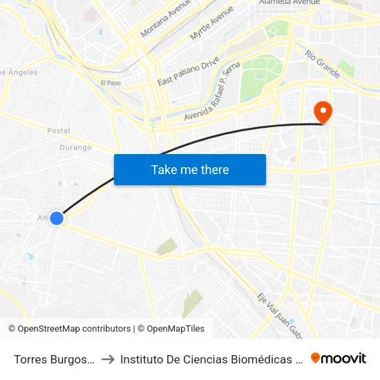 Torres Burgos 3720 to Instituto De Ciencias Biomédicas (Icb - Uacj) map