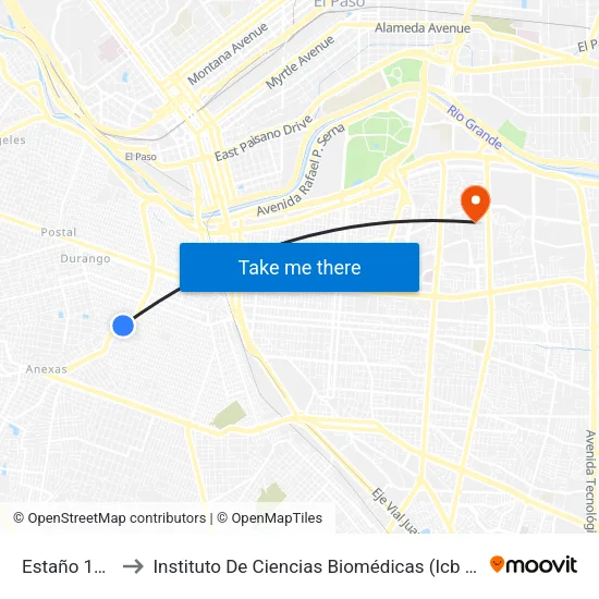 Estaño 1329 to Instituto De Ciencias Biomédicas (Icb - Uacj) map