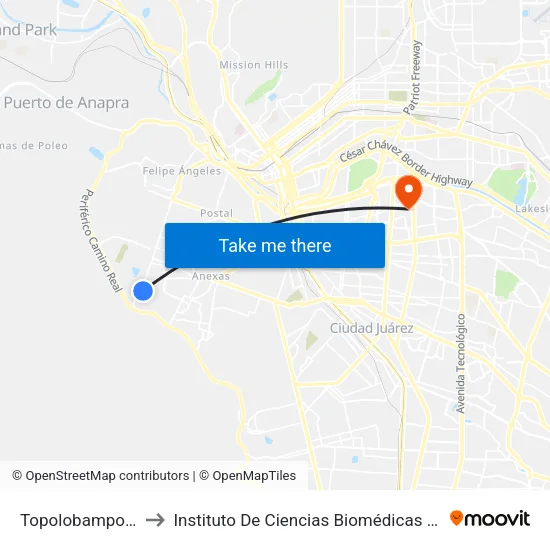 Topolobampo 2782 to Instituto De Ciencias Biomédicas (Icb - Uacj) map