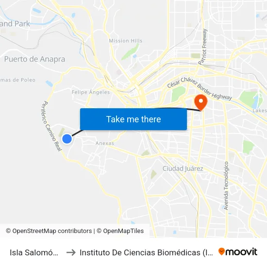 Isla Salomón 558 to Instituto De Ciencias Biomédicas (Icb - Uacj) map