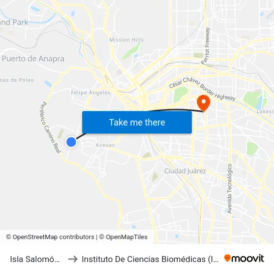 Isla Salomón 281 to Instituto De Ciencias Biomédicas (Icb - Uacj) map
