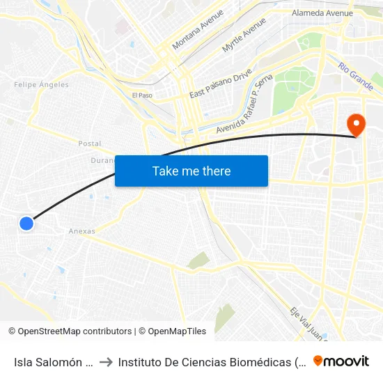 Isla Salomón 5209 to Instituto De Ciencias Biomédicas (Icb - Uacj) map
