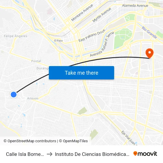 Calle Isla Borneo 5019 to Instituto De Ciencias Biomédicas (Icb - Uacj) map