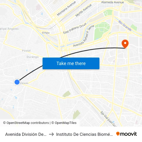 Avenida División Del Norte 4410 to Instituto De Ciencias Biomédicas (Icb - Uacj) map