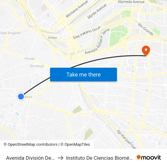 Avenida División Del Norte 4317 to Instituto De Ciencias Biomédicas (Icb - Uacj) map