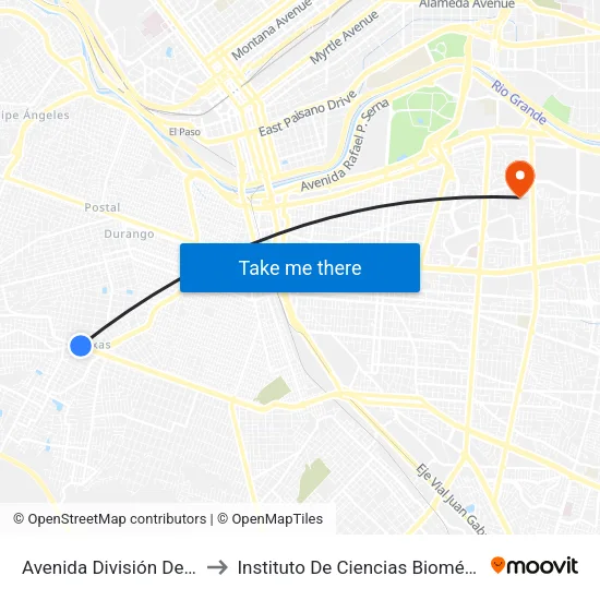 Avenida División Del Norte 4116 to Instituto De Ciencias Biomédicas (Icb - Uacj) map