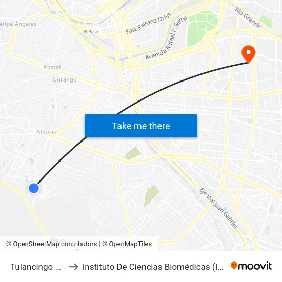Tulancingo 4821 to Instituto De Ciencias Biomédicas (Icb - Uacj) map