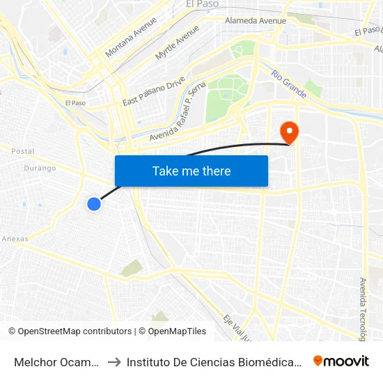 Melchor Ocampo 818 to Instituto De Ciencias Biomédicas (Icb - Uacj) map