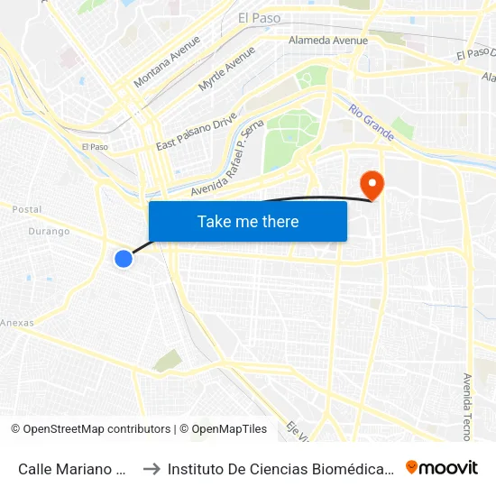 Calle Mariano Abasolo to Instituto De Ciencias Biomédicas (Icb - Uacj) map
